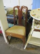 EARLY 18TH CENTURY OAK AND ELM BLACK BACK STANDARD CHAIR ON FRONT CABRIOLE LEGS, MODERN