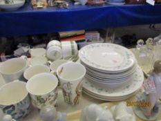 ROYAL DOULTON CUPS AND SAUCERS, VARIOUS MUGS, INHERITANCE TABLE WARE PART DINNER SERVICE