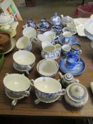 VARIOUS BOOTHS COFFEE CUPS AND SAUCERS, OTHER BLUE AND WHITE WARES ETC