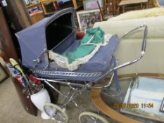 VINTAGE SILVER CROSS CARRY COT AND WHEELS