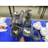 TWO COFFEE POTS TOGETHER WITH VARIOUS TRIBAL FIGURES