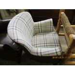 MODERN CHECK UPHOLSTERED TUB CHAIR, HEIGHT APPROX 80CM