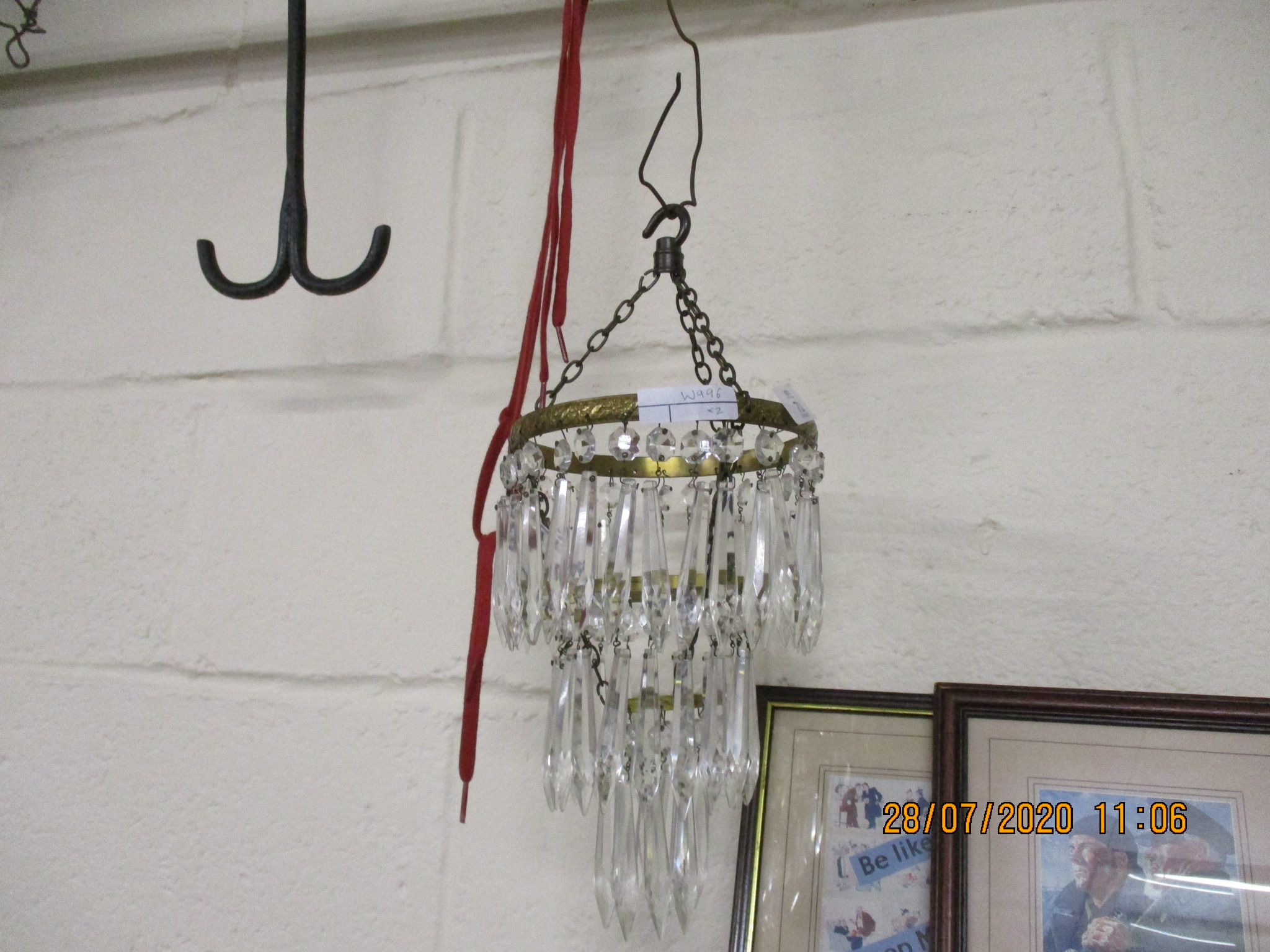 MID-20TH CENTURY CHANDELIER TYPE LIGHT FITTING, APPROX HEIGHT 23CM