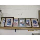 SELECTION OF SIX FRAMED REPRODUCTION POSTCARD SIZE OF WWII PROPAGANDA POSTERS