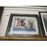 FRAMED EGYPTIAN STYLE PRINT, FRAME WIDTH APPROX 57CM