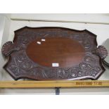 HEAVILY CARVED EARLY 20TH CENTURY TEA TRAY, POSSIBLY OF INDIAN OR BURMESE ORIGIN, LENGTH APPROX