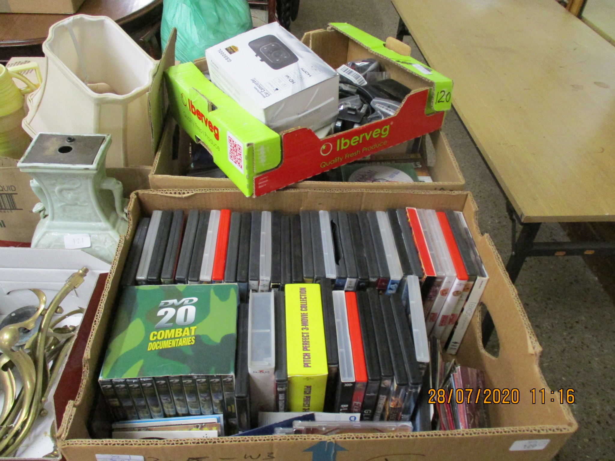 THREE BOXES OF VARIOUS DVDS, CDS, ELECTRONIC ACCESSORIES ETC