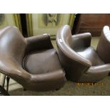 PAIR OF LEATHER EFFECT TUB CHAIRS
