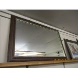 WOOD FRAMED OVERMANTEL MIRROR, TOTAL SIZE APPROX 92CM X 62CM