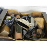 BOX CONTAINING QUANTITY OF VARIOUS NOVELTY BRUSH STANDS, ROULETTE WHEEL ETC