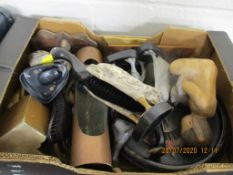 BOX CONTAINING QUANTITY OF VARIOUS NOVELTY BRUSH STANDS, ROULETTE WHEEL ETC