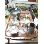 TRAY CONTAINING MIXED SILVER PLATED ITEMS ETC