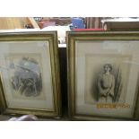 TWO LARGE VICTORIAN GILT FRAMED PORTRAIT PRINTS, FRAMES 97CM WIDE