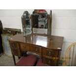 EDWARDIAN DRESSING TABLE WITH LATER FOLDING MIRROR, WIDTH APPROX 107CM