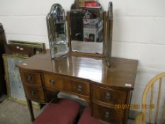 EDWARDIAN DRESSING TABLE WITH LATER FOLDING MIRROR, WIDTH APPROX 107CM