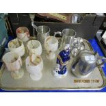 SELECTION OF VARIOUS PLATED ITEMS, FIGURE, GOBLETS ETC