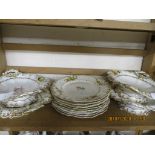 QUANTITY OF FLORAL AND GILT EARTHENWARE INCLUDING SERVING DISHES ETC