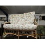 TWO-SEATER CANE CONSERVATORY SOFA, WIDTH APPROX 130CM
