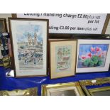 SELECTION OF VARIOUS FRAMED PICTURES INCLUDING NEEDLEWORK, VARIOUS PRINTS ETC