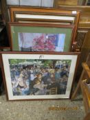 SIX VARIOUS LARGE FRAMED PRINTS