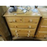 VINTAGE PINE CHEST OF TWO SHORT OVER THREE LONG DRAWERS, WIDTH APPROX 66CM