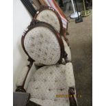 PAIR OF BUTTON BACK UPHOLSTERED BEDROOM CHAIRS, HEIGHT 102CM