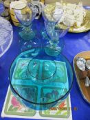 GLASS DESSERT SET AND DRINKING GLASSES