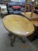 VICTORIAN OVAL OCCASIONAL TABLE, LENGTH APPROX 106CM WITH DECORATIVE BRASS INSERTS