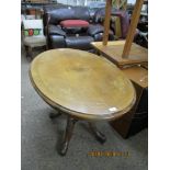 VICTORIAN OVAL OCCASIONAL TABLE, LENGTH APPROX 106CM WITH DECORATIVE BRASS INSERTS