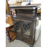 REPRODUCTION DARK WOOD COURT CUPBOARD STYLE DISPLAY CABINET, APPROX 78CM WIDTH