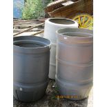 THREE WATER BUTTS, AVERAGING 58CM WIDE X 92CM TALL