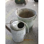 TIN WATERING CAN PLUS BUCKET, 31 X 30CM