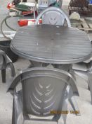 PLASTIC GARDEN TABLE, 135 X 88CM WITH FOUR CHAIRS