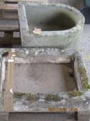 STONE SINK 60 X 46CM PLUS 50 X 50CM STONE PLANTER