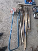 MIXED LOT OF GARDENING TOOLS AND PLOUGH