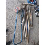 MIXED LOT OF GARDENING TOOLS AND PLOUGH