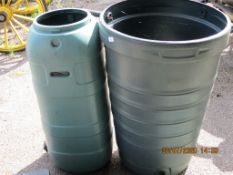 TWO WATER BUTTS, AVERAGING 50CM WIDE X 88CM TALL