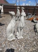 PAIR OF CONCRETE WHIPPETS, 60CM TALL