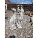 PAIR OF CONCRETE WHIPPETS, 60CM TALL