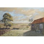 H Edwards, Landscape, pastel, signed lower right, 43 x 65cm