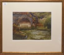 H R M Hutt (Norwich Art Circle), River Harle, Somerset, watercolour, initialled lower right, 27 x