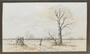 Caesar, Winter landscape, watercolour, signed lower right, 15 x 20cm