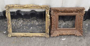 Early 18th century carved wood and gilt gesso rectangular frame, having strapwork and flowerhead