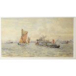 E Phillips, "Limehouse Reach", watercolour, signed, dated 1909 and inscribed with title lower