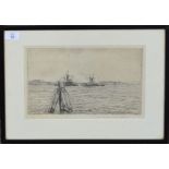 A Derkzen van Angeren, "On the Maas", black and white etching, signed in pencil to lower margin,