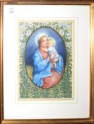 V B Kell, Madonna and Child, watercolour, signed lower right, 24 x 17cm