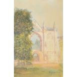 Suzanne, Ruined Abbey, watercolour, signed lower right, 19 x 12cm, together with a further