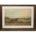 Victorian School, Landscape with timber cart, watercolour, 16 x 25cm, together with a further