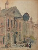 Paul Braddon, Street scene with figures, watercolour, signed lower left, 37 x 27cm