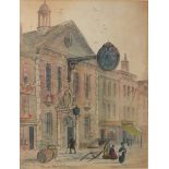 Paul Braddon, Street scene with figures, watercolour, signed lower left, 37 x 27cm